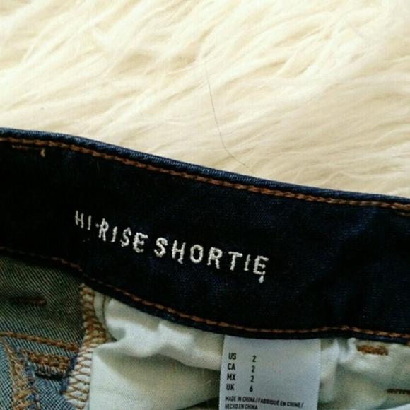 American Eagle High Rise Cut Off Jean Shortie Shorts Denim SZ 2 - Picture 3 of 4